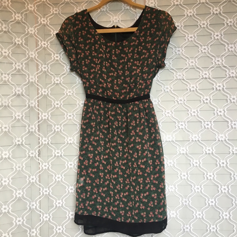 Green Floral Babydoll Dress